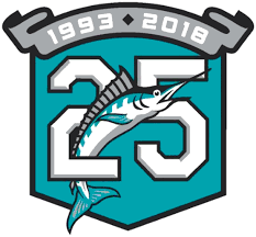 Miami Marlins Anniversary Logo 2018 25th Anniversary Logo For The Florida Marlins Miami Marlins Franchise Worn As Miami Marlins Marlins Anniversary Logo