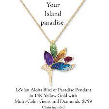 Bird Of Paradise Flower Pendant With Multi Color Gems And Diamonds Www Nahoku Com Hawaiian And Island Lifestyle Jewelry Pendant Birds Of Paradise Jewelry