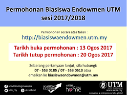 Keadaan negara proses permohonan biasiswa penuh institut masdar untuk pengajian siswazah : Permohonan Biasiswa Endowmen Utm Sesi 2017 2018 Dr Shamsulhadi Bandi