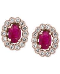 Amore By Effy Certified Ruby 1 9 10 Ct T W And Diamond 5 8 Ct T W Bezel Earrings In 14k Rose Gold Bezel Earrings Gold Earrings Designs Jewelry