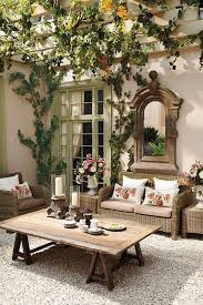 Outdoor Living Room With Wicker Seating A Low Cocktail Table And A Vine Covered Pergola Above In 2020 Outdoor Rooms Patio Design Patio Decor
