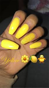 Yellow acrylic nails are one of the hottest nail trends for 2018. Trendy Yellow Nail Art Designs To Make You Stunning In Summer Acrylic Or Gel Nails French Or Coffin Nail Yellow Nails Acrylic Nails Yellow Yellow Nails Design