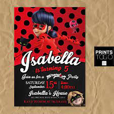 Miraculous Ladybug Invitation Digital Printable Invite Miraculous Ladybug Birthday Party Customi Ladybug Invitations Ladybug Birthday Party Ladybug Birthday