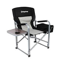 Kingcamp Heavy Duty Steel Folding Chair Director S Chair With Cooler Bag And Side Table Portable Camping Chair Camping Chairs Best Beach Chair