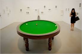 Gabriel Orozco Oval Billiard Table With Pendulum Without Pockets Seen At The Bass Museum S Exhibition New York Times Arts Art Basel Miami Museum Exhibition