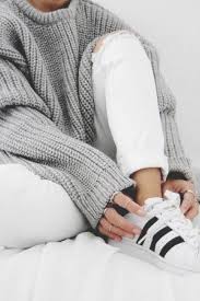 Produced in four special colors, with a round neck and a ribbed texture. Round Neck Long Sleeve Jumper Superstar Outfit Adidas Superstar Outfit Fashion