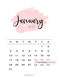Cute Free Printable January 2021 Calendar Saturdaygift In 2020 Printable Calendar Template 2021 Calendar Calendar Printables
