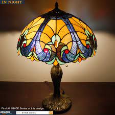 Place these centerpieces on dining tables, fireplaces, coffee tables, fireplaces, foyer tables, etc. Buy Tiffany Style Table Lamp Stained Glass Bedside Lamp Living Room Bedroom 24tall Large Metal Base Yellow Liaison Antique Luxurious Farmhouse Hurricane Aesthetic Desk Light Werfactory Led Bulb Included Online In Indonesia