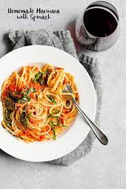 Classic Homemade Marinara With Spinach Recipe Homemade Marinara Pasta Side Dishes Healthy Vegan Dinner Recipes