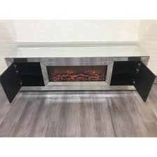 Les écrans lcd et autres écrans plasma ont remplacé les encombrants tubes cathodiques et avec eux, le mobilier s'est dans un petit espace, la télévision ne pourra pas être immense donc le meuble tv non plus, bien qu'il nécessite d'être un peu plus long que l'écran pour. Meuble Tv Design Avec Cheminee Artificiel Integre En Miroir Clair Livre Monte 160 Cm De Largeur Collection Fibramu Argente Cdiscount Maison