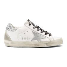 Golden Goose White Silver Glitter Tab Superstar Sneakers Ssense Golden Goose Sneakers Outfit Golden Goose Sneakers Golden Goose Shoes