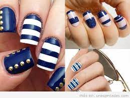 Soy muy lindas y fáciles de hacer, aunque requieren un poco de paciencia. Unas Marineras Tus Unas Nauticas Perfectas Unas Nauticas Manicura De Unas Disenos De Unas
