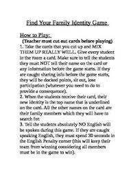 Find Your Family Identity Game Foreign Language Game Scary Sleepover Games Creepy Games Scary Games To Play