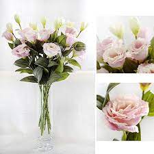 3 Heads European Artificial Flower Fake Eustoma Grandiflorum Lisianthus Christmas Wedding Party Home Decorative Artificial Flowers Wedding Flowers Fake Flowers