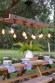 Outdoor Antique Farmhouse Ladder Chandelier With Vintage Edison Bulbs Pendant Lighting Diy Outdoor Lighting Farmhouse Dining Rooms Decor Farmhouse Ladder