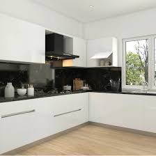 Find here modular kitchen cabinets, modern kitchen cabinets manufacturers, suppliers & exporters in india. Sleek Look Black And White Kitchen White Modular Kitchen With A Blacksplash Kitchen Modular Kitchen Interior Interior Design Kitchen
