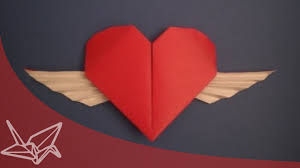 как сделать коробочку из бумаги без клея и ножниц Winged Origami Heart Origami Heart Origami Heart With Wings Origami Crafts