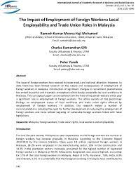 Definition foreign worker a foreign worker is a person who works in a country other than the one of which he or she is a citizen. Pdf The Impact Of Employment Of Foreign Workers Local Employability And Trade Union Roles In Malaysia Oeun Realsophat Academia Edu