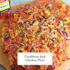 Caribbean Jerk Chicken Pizza Is An Easy Homemade Pizza Recipe Using Spicy Chicken Fresh Vegetables A Chicken Pizza Spicy Chicken Recipes Chicken Pizza Recipes