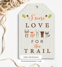 Since you probably don't know 10 people that are about to have or have just had a new baby, i've made these both as single tags as well as full page versions that have 10. Baby Shower Favor Tags S More Love For The Trail Woodland Fox Friends Instant Download Printable Market