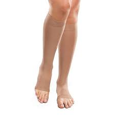 Therafirm Ease Opaque Unisex Open Toe Short Knee High 1520 Mmhg Sand Medium Click Image To Review More D Compression Stockings Compression Socks High Knees