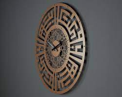 Large Metal Islamic Wall Clock Silver Islamic Clock Islamic Wall Art Islamic Home Decor Clocks For Wall Arabic Clock Islamic Art Kufic Islamic Wall Art Wall Clock Clock
