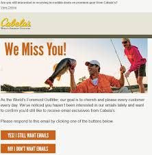 Cabela S Subject Line It S Been A While Engagement Emails Email Design We Missed You