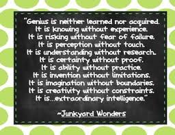 Quote On Genius From Junkyard Wonders Mentor Texts Wonder Activities Teaching Quotes