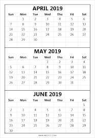 April May June Calendar 2019 April May June 2019calendar June 2019 Calendar Printable Calendar July Calendar Word