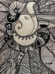 Artistic Ganpati Photo Black And White Pin By Janu Shiv On Doodle Mandala Art Lesson Mandala Design Art Madhubani Art