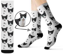 Every pair is made to order and unique to your cat. Custom Cat Socks Your Cute Cat Face On Personalized Socks Etsy Cute Cat Face Custom Cat Cat Face