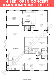 Open Concept Barndominium With Office And Kid Space Barndominium Floor Plans Pole Barn House Plans Barndominium