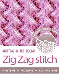 How to purl (continental method). Zig Zag In The Round Knitting Stitches