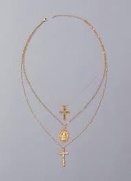 Black And Gold Necklace Double Crossed Triple Layered Necklace Gold Gojane Com Triple Layer Necklace Gold Necklace Layered Women S Jewelry And Accessories