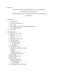 0 ratings0% found this document useful (0 votes). Contoh Rundown Acara Natal Sekolah Minggu Seksi Acara Natal 2019 Doc Seksi Acara Natal Rohkris 2019 A Baksos 1 Dilaksanakan Pada Hari Tanggal Kamis 28 November 2019 Waktu 8 30 U2013 Selesai Course Hero 7 Cara Menyelenggarakan Agenda Pawai