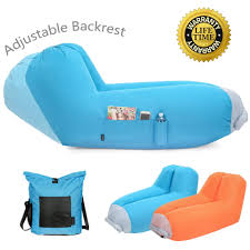 Inflatable Air Lounger Upgrade Adjustable Backrest Air Bed Sofa Perfect For Indoor Outdoor Hangout Air Chair Couch Hammock Air Lounger Inflatable Sofa Lazy Bag