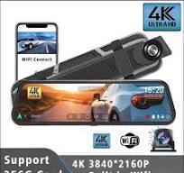 10 Inch WIFI Car DVR Dash Cam 4K+1080P Rearview Mirror Dual Lens Video  Recorder