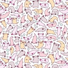 Great for baby foom decor, gift cards and wrapping paper,… Adorable Axolotls Art Print By Kirakiradoodles Society6 Axolotl Cute Cute Doodles Cute Drawings
