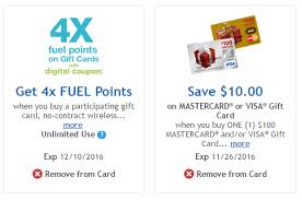 In addition, kroger often runs special promotions that award up to four times the fuel points on select gift card purchases. Negative Cost Visa Mc 4x Fuel Points At Kroger How To Maximize Miles To Memories