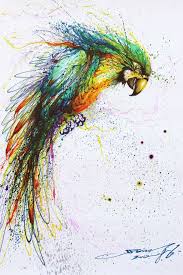 Saatchi Online Artist Yingjie Chen Ink Painting Color Parrot Wasserfarben Kunst Kunstwerke Fotografiekunst