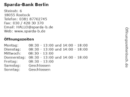 Vollständige kontaktdaten des beschwerdeführenden (adresse, telefonnummer, ggf. á… Offnungszeiten Sparda Bank Berlin Steinstr 6 In Rostock
