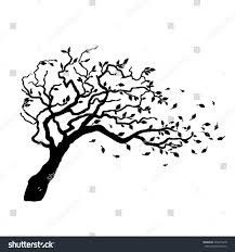 Tree In Wind With Flying Leaves Leaf Drawing Wind Drawing Wind Logo