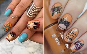 Pintado de uñas de principe azul. Frida Kahlo Disenos De Unas Inspirados En La Pintora Mexicana
