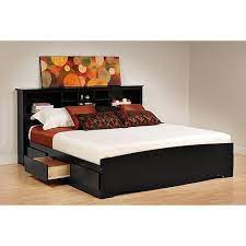 Metal slides with safety stops for smooth drawer. I Think I Want This Prepac Brisbane King Platform Storage Bed With Storage Headboard Black 575 Diy S Headboard Storage Platform Bed With Storage Storage Bed