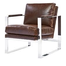 Cognac lounge brown leather woven accent chair indoor mid century modern side chair oversized patio recliner wood frame leisure for reading garden club bedrooms living room chairs rattan armchair tan. Elan Mid Century Modern Brown Leather Arm Chair Zin Home