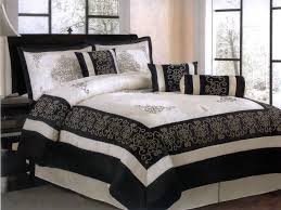 Jamari 5pcs embroidery comforter set black 240x260cm. 7 Pieces Satin Flocking Royal Floral Comforter Set Ivory Black Bed In A Bag King Walmart Com Walmart Com