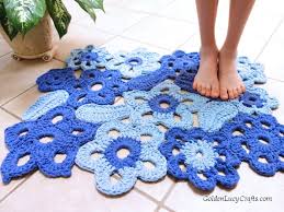 Free crochet bathroom spa set pattern. Crochet Rug Pattern Flower Rug Goldenlucycrafts