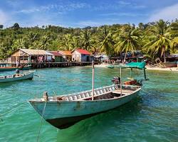 Charming coastal town of Kep, Cambodia with fishing boats