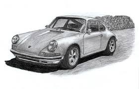 Porsche 911 Classic Sportcar Drawing By Kokas Art Ink black and white drawing. porsche 911 classic sportcar by kokas art