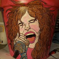 🎤 Steven Tyler Pot 🎤 Dear Friend asked for a large psychedelic Steve  Tyler planter for a friend. Easy YES! Outdoor paint used and sealed, so it  can go inside or outside.